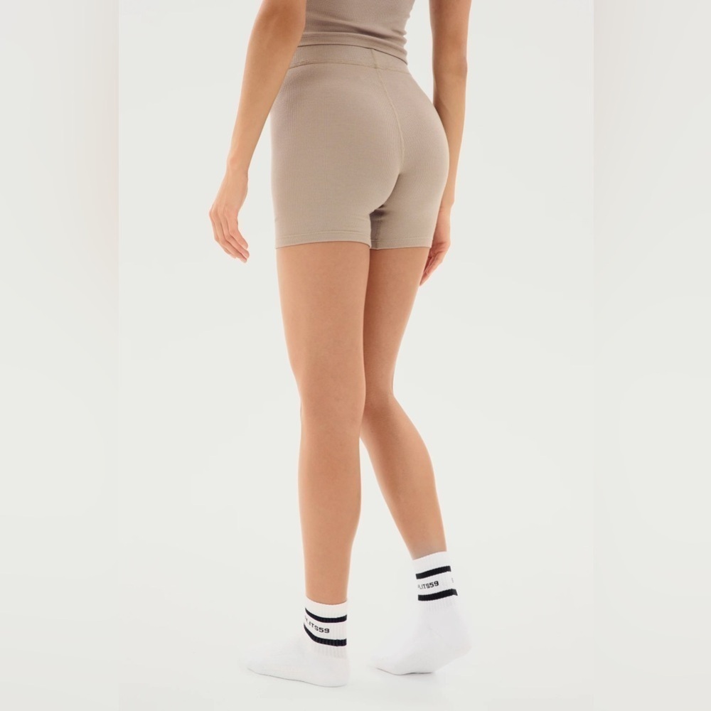 Splits59 Theo Rib Shorts in Taupe- Shorts Only - Picture 5 of 10
